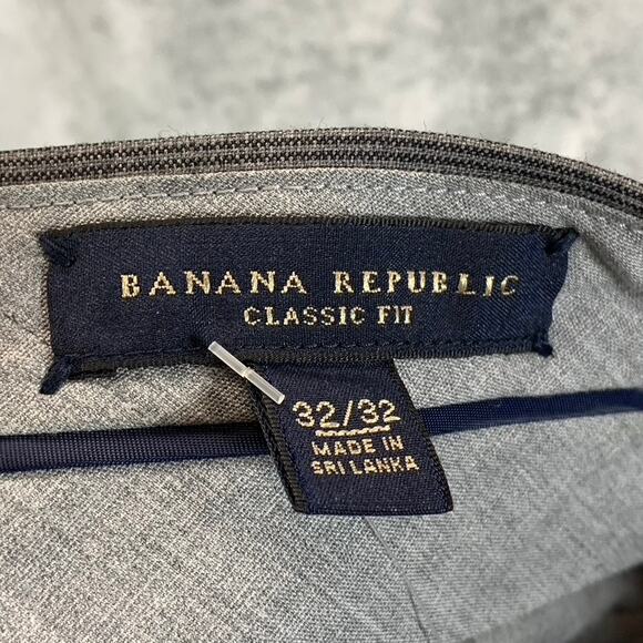 BANANA REPUBLIC Men's Grey Mini Gingham Classic-Fit Dress Pants SZ 32X32 - Picture 8 of 10
